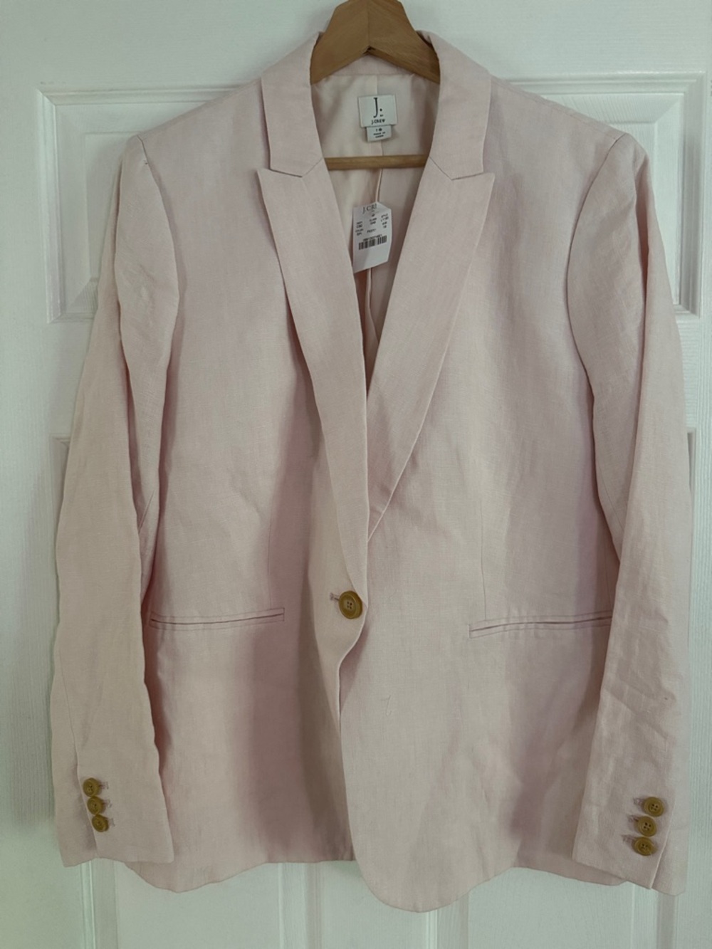 NWT J. Crew Soft Blush Linen Single-Button Blazer